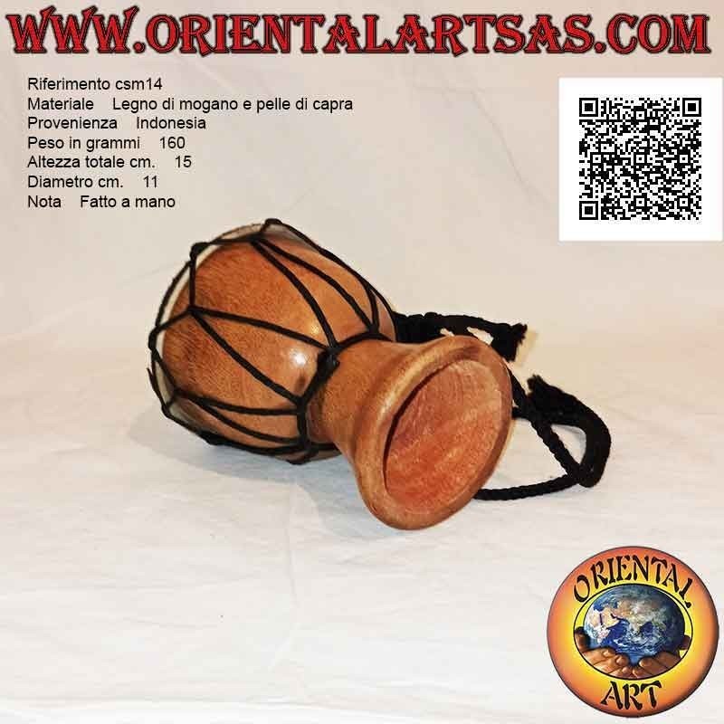 Bongo djembé "semplice" da 15 cm, colore chiaro, in legno di mogano e pelle di capra