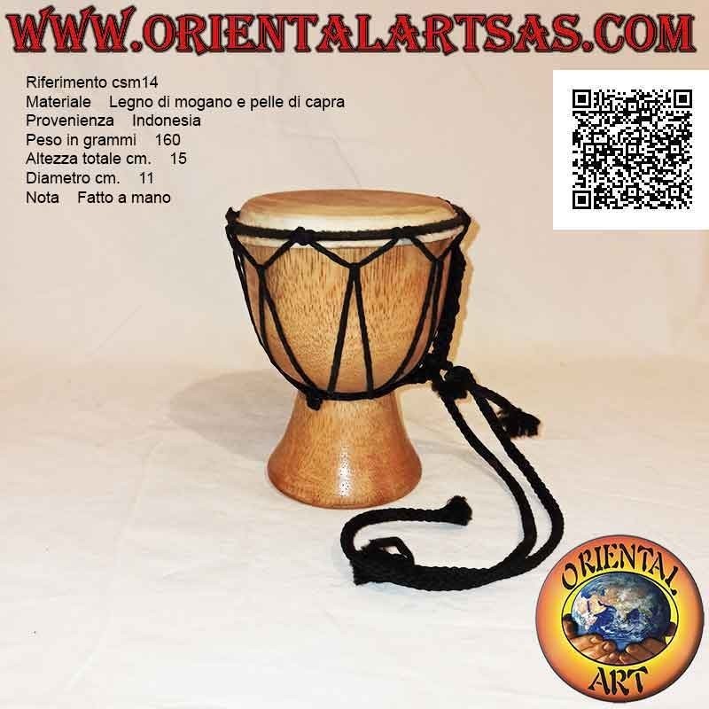 Bongo djembé "semplice" da 15 cm, colore chiaro, in legno di mogano e pelle di capra