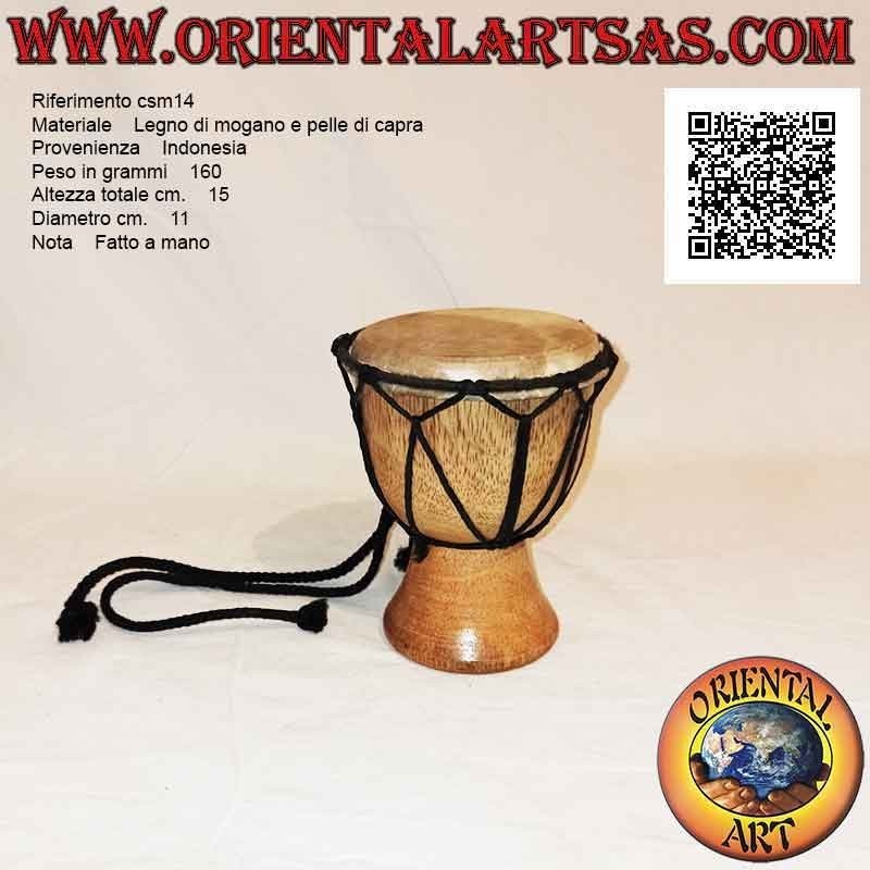 Bongo djembé "simple" 15 cm, coloris clair, en bois d'acajou et cuir de chèvre