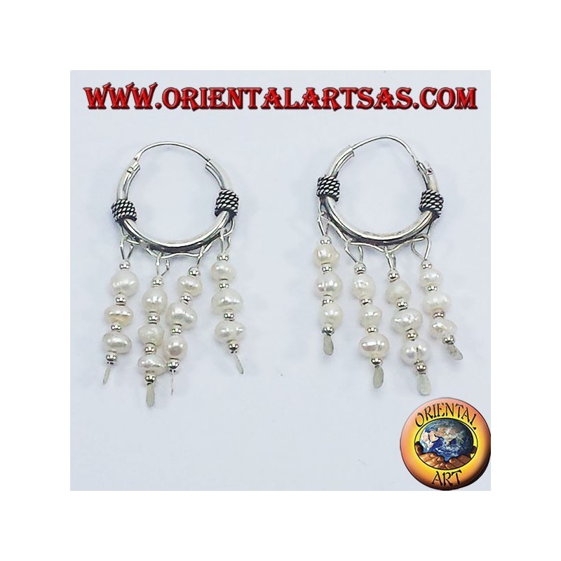 pendientes de aro de plata con perlas de agua dulce