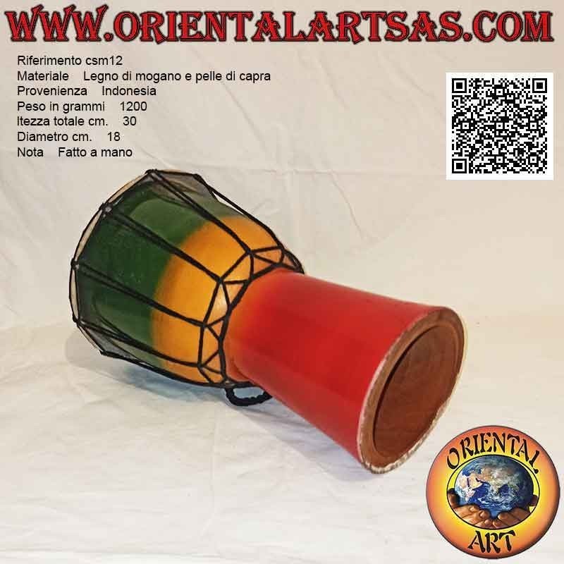 30 cm djembé bongo "Jamaica decoration", hand painted, in mahogany wood and goatskin (3)