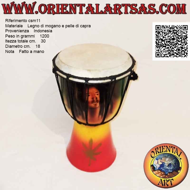 30 cm "Jamaica Dekoration" Djembé Bongo, handbemalt, aus Mahagoniholz ​​und Ziegenleder (2)