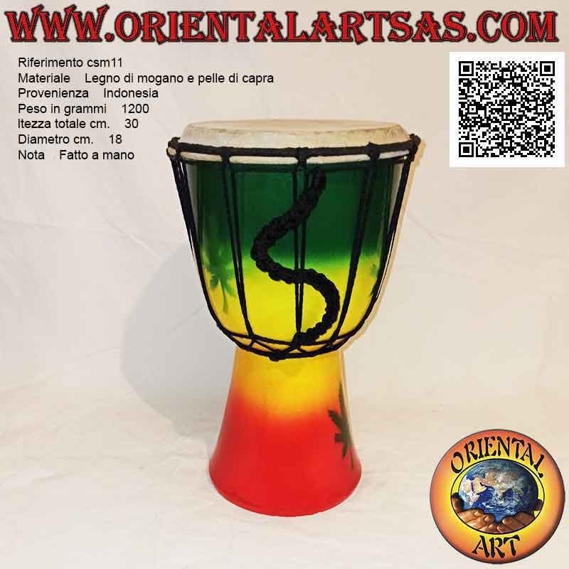 30 cm "Jamaica Dekoration" Djembé Bongo, handbemalt, aus Mahagoniholz ​​und Ziegenleder (2)