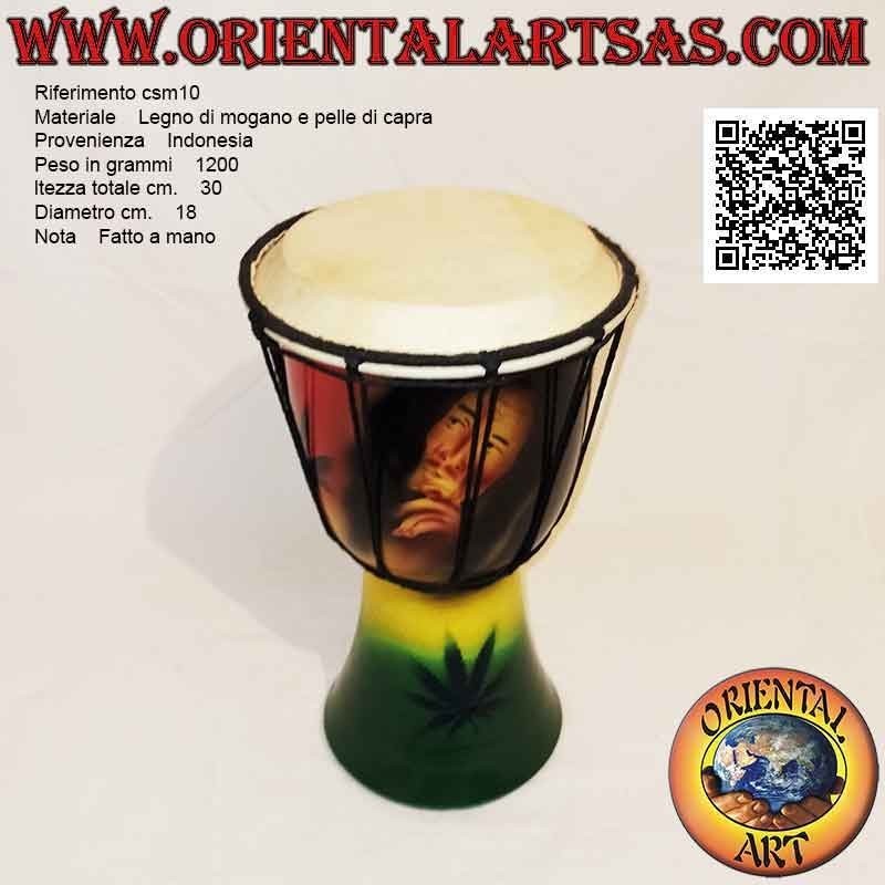 30 cm "Jamaica Dekoration" Djembé Bongo, handbemalt, aus Mahagoniholz ​​und Ziegenleder (1)