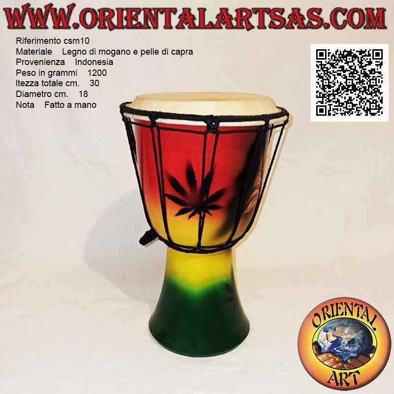 30 cm "Jamaica Dekoration" Djembé Bongo, handbemalt, aus Mahagoniholz ​​und Ziegenleder (1)