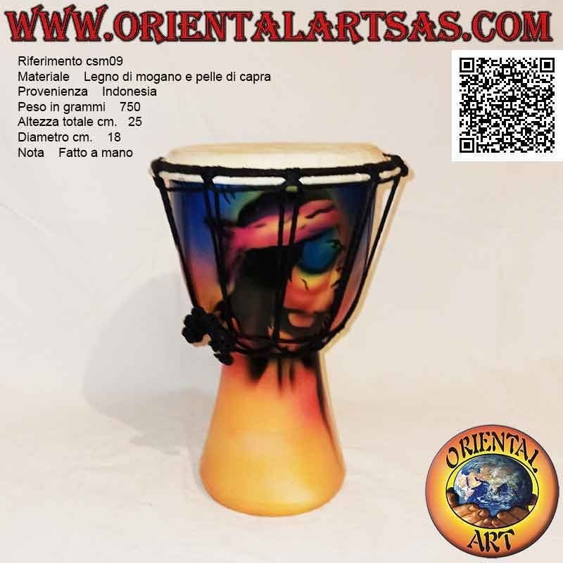 Bongo Djembé "Jamaika Dekoration" von 25 cm, handbemalt, aus Mahagoniholz ​​und Ziegenleder (8)