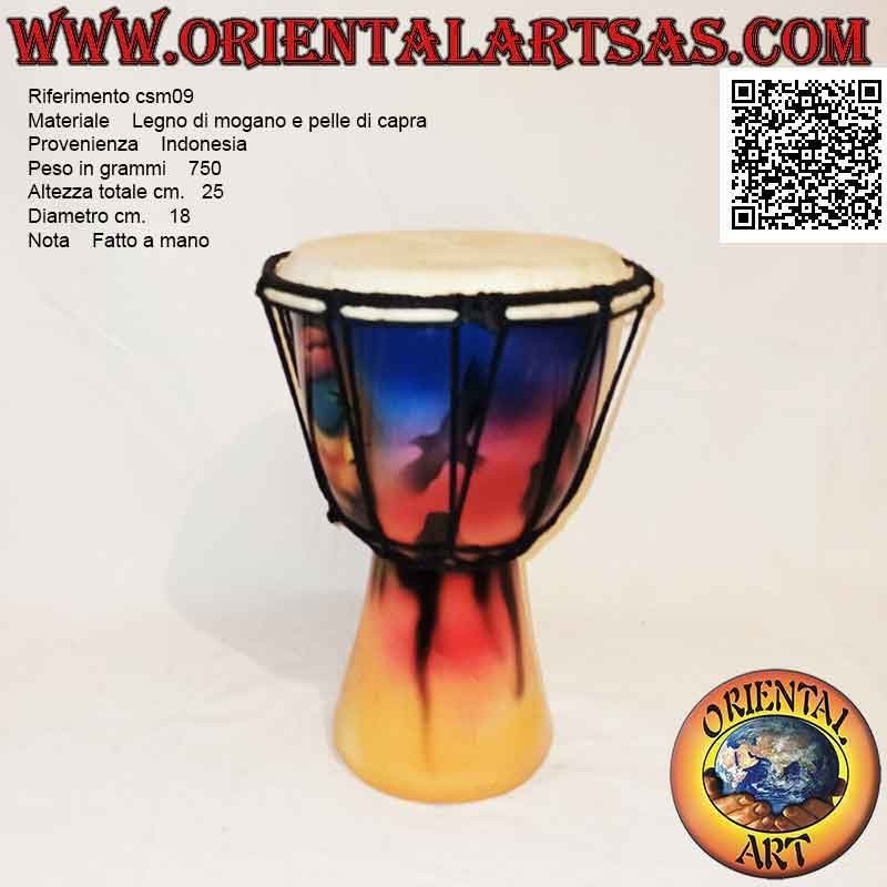 Bongo Djembé "Jamaika Dekoration" von 25 cm, handbemalt, aus Mahagoniholz ​​und Ziegenleder (8)