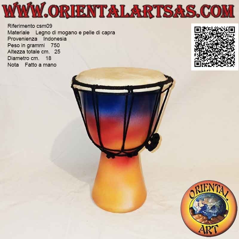 Bongo djembé "Decoración Jamaica" de 25 cm, pintado a mano, en madera de caoba y piel de cabra (8)