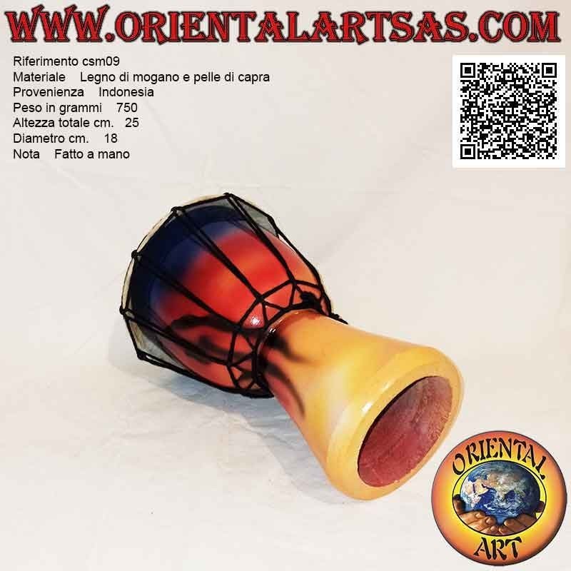 Bongo djembé "Jamaica decoration" of 25 cm, hand painted, in mahogany wood and goatskin (8)