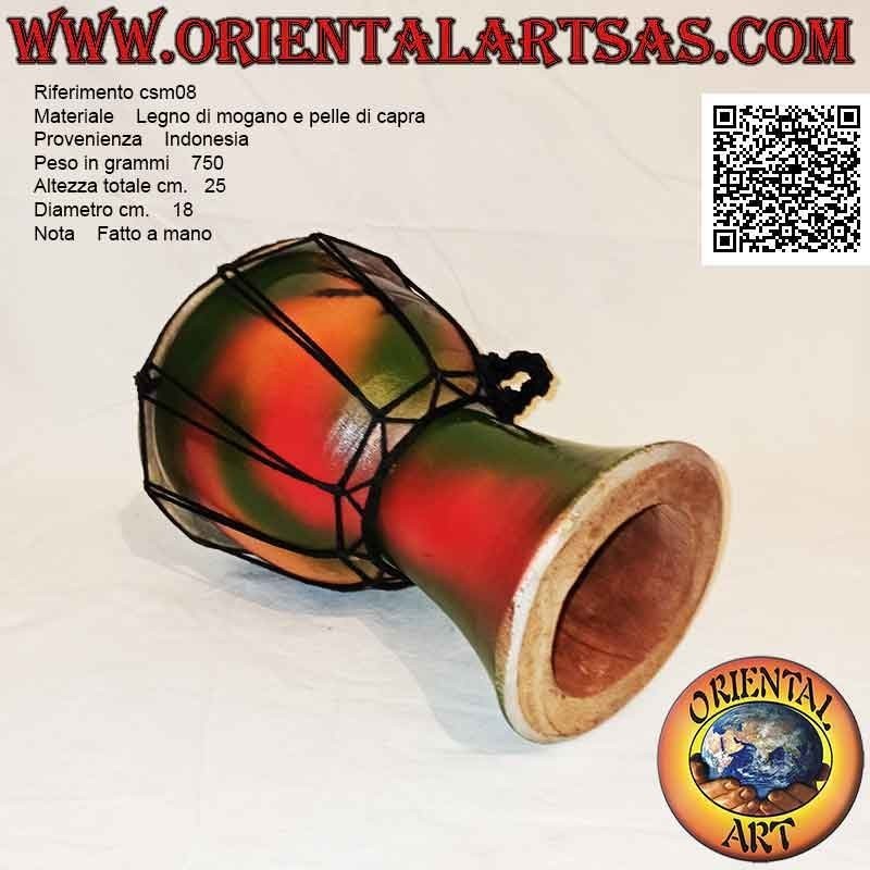 Bongo djembé "Jamaica decoration" of 25 cm, hand painted, in mahogany wood and goatskin (7)