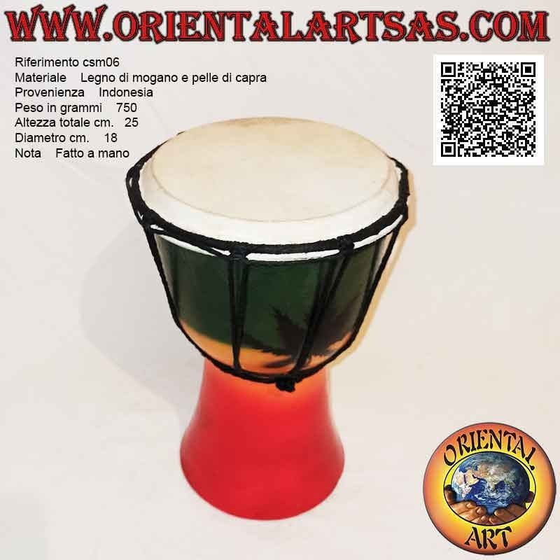 Bongo Djembé "Jamaika Dekoration" 25 cm, handbemalt, aus Mahagoniholz ​​und Ziegenleder (5)
