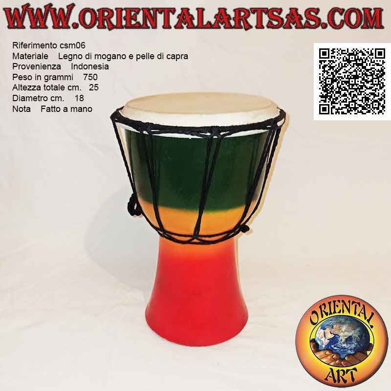 Bongo Djembé "Jamaika Dekoration" 25 cm, handbemalt, aus Mahagoniholz ​​und Ziegenleder (5)