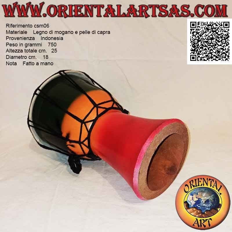 Bongo djembé "Jamaica decoration" of 25 cm, hand painted, in mahogany wood and goatskin (5)