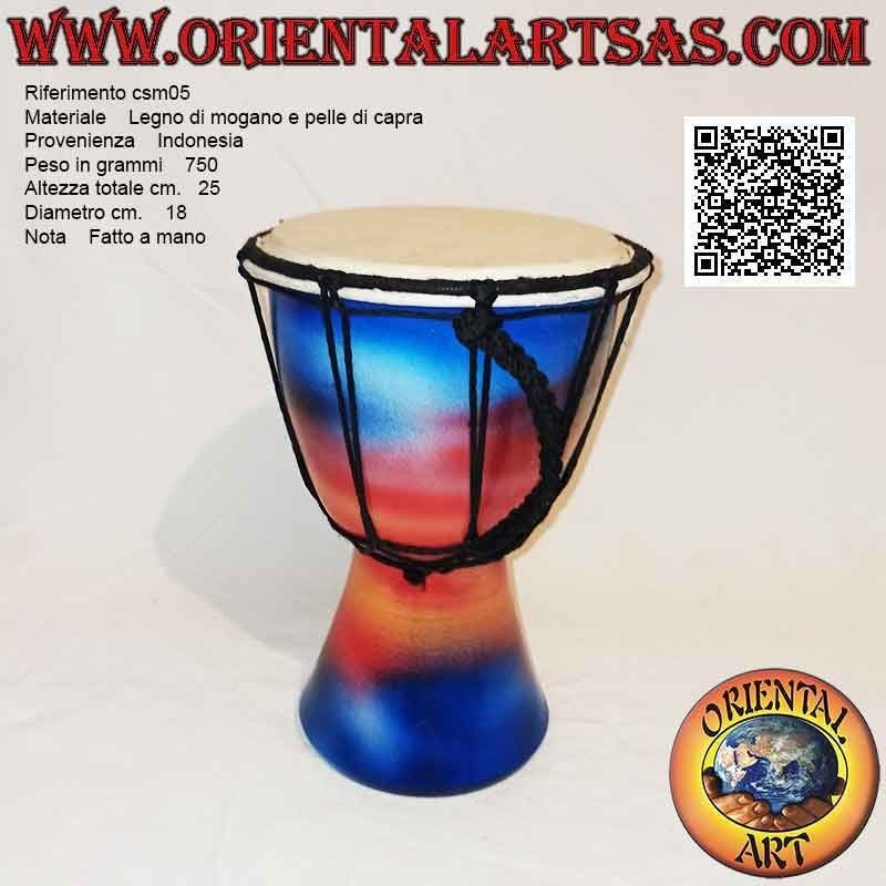 Bongo djembé "Decoración Jamaica" 25 cm, pintado a mano, en madera de caoba y piel de cabra (4)