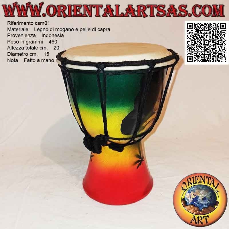 20 cm "Jamaica Dekoration" Djembé Bongo, handbemalt, aus Mahagoniholz ​​und Ziegenleder