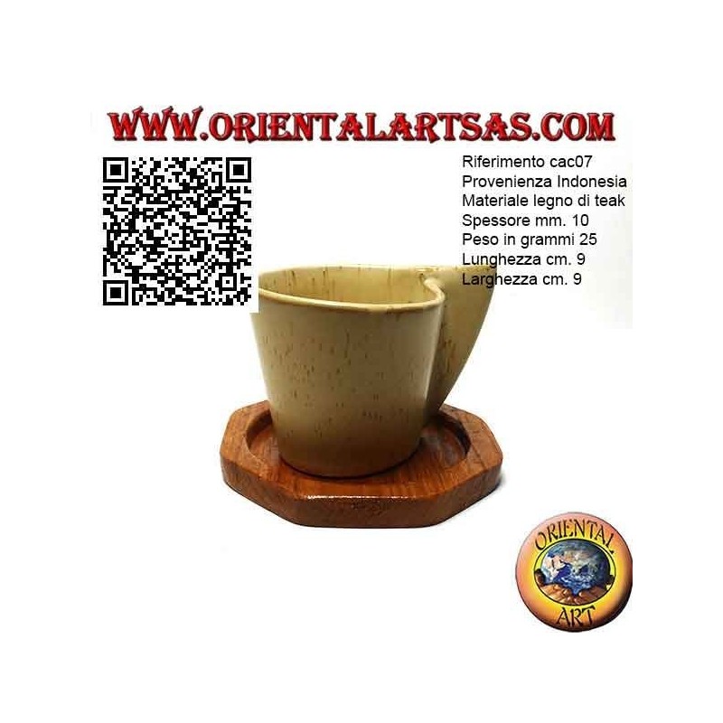 Achteckiger Untersetzer aus Teakholz mit 9 cm erhöhtem Rand