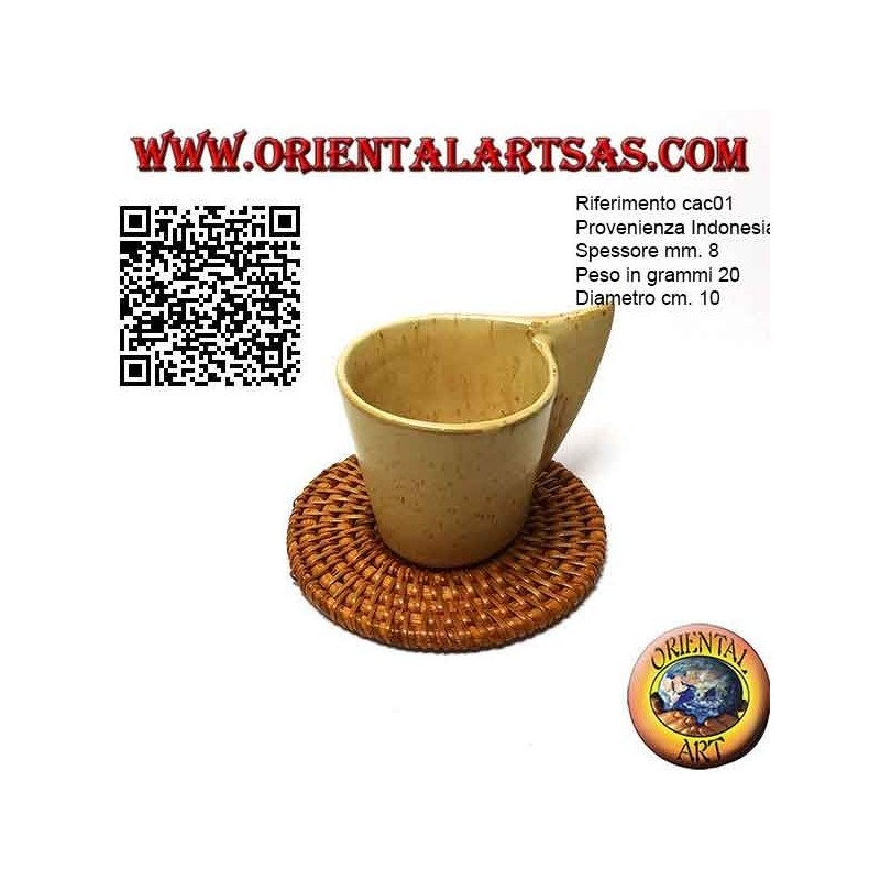 Runder Untersetzer aus gerolltem Rattan 10 cm