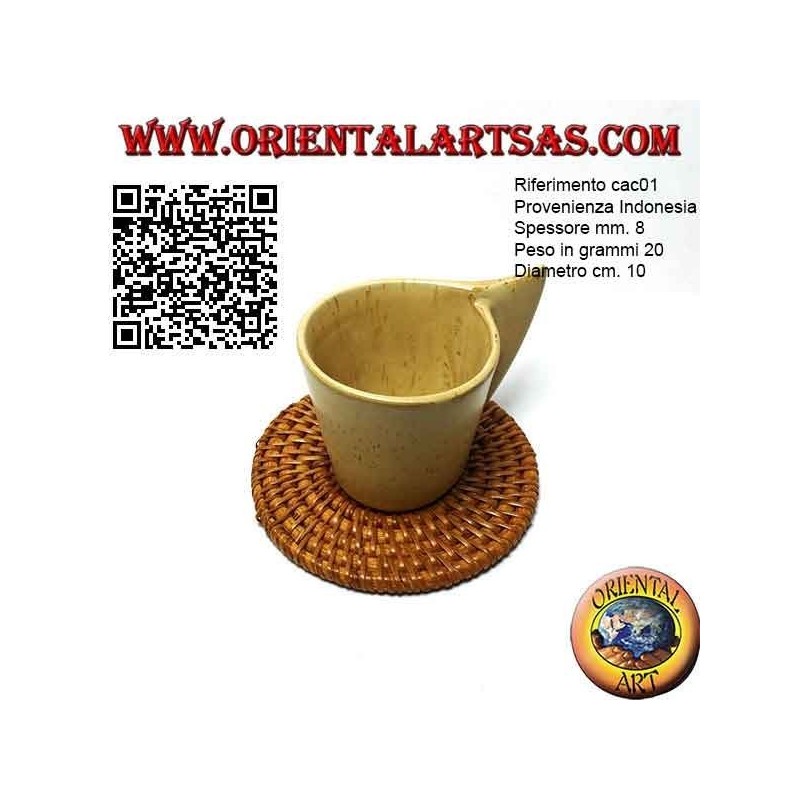 Round coaster in rolled rattan 10 cm