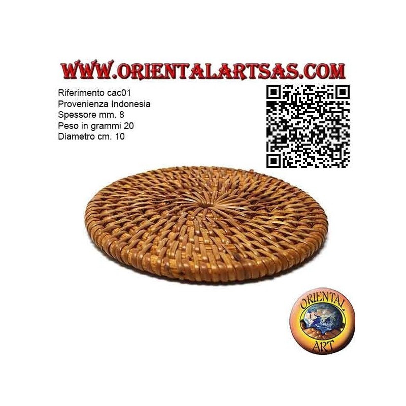 Round coaster in rolled rattan 10 cm