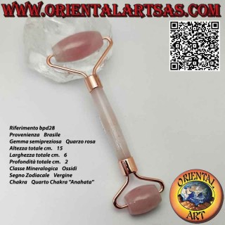 Natürlicher Rosenquarz "Face Roller" Massageroller für Gua Sha
