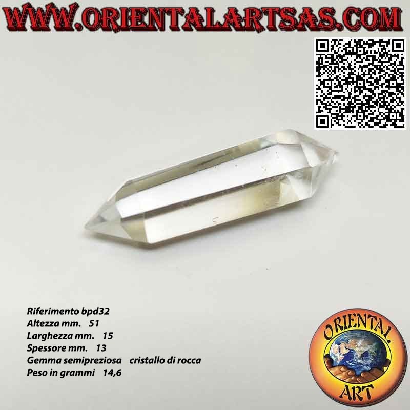 Double hexagonal prism tip of rock crystal (hyaline quartz) bi-terminated (e)