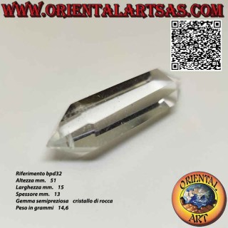 Double hexagonal prism tip of rock crystal (hyaline quartz) bi-terminated (e)