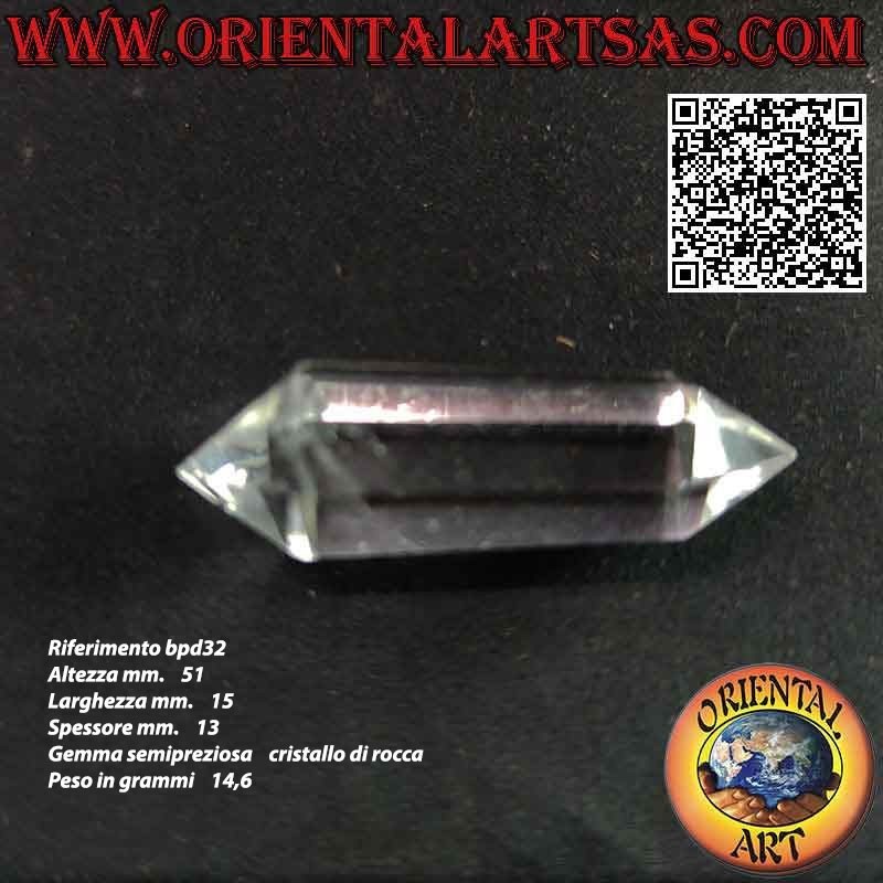 Pointe de prisme hexagonal double en cristal de roche (quartz hyalin) bi-terminé (e)