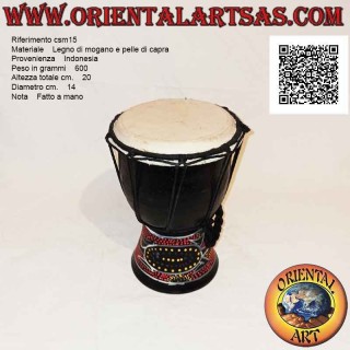 Bongo Djembé "Mosaik Alligator Dekoration" 20 cm, schwarze Farbe, aus Mahagoniholz ​​und Ziegenleder