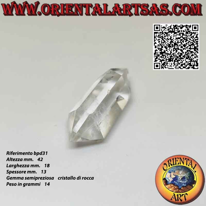 Double hexagonal prism tip of bi-terminated rock crystal (hyaline quartz) (d)