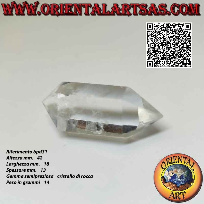 Doppelsechseckige Prismenspitze aus Bergkristall mit zwei Enden (hyaliner Quarz) (d)