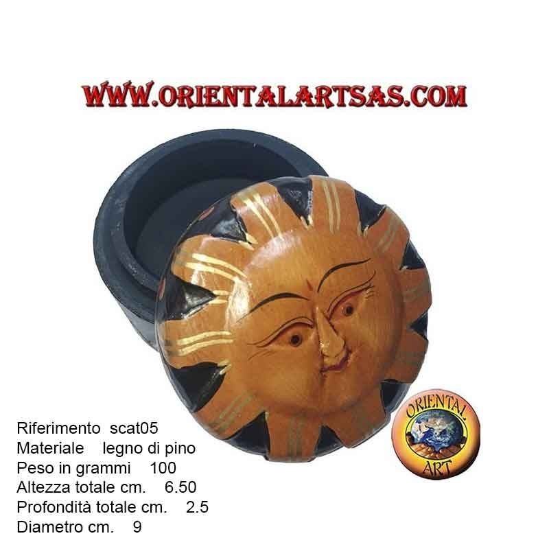 Scatola portagioie in legno di balsa raffigurante il sole dorato