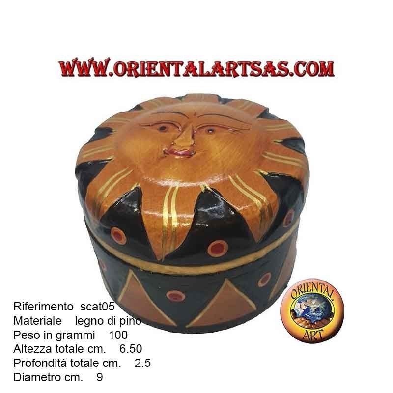 Scatola portagioie in legno di balsa raffigurante il sole dorato