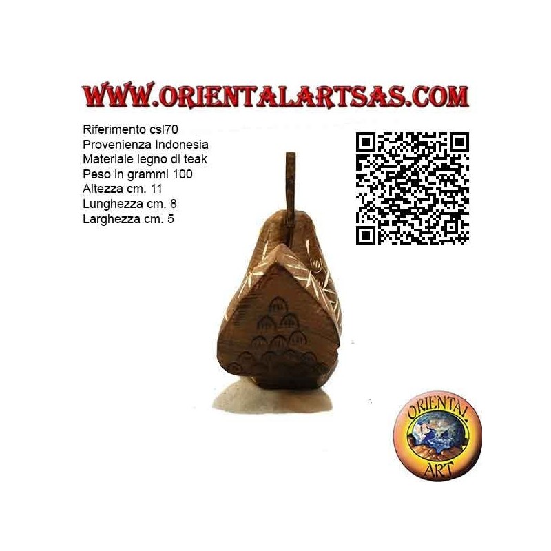 Escultura de gallo pintada a mano, madera de teca de 11 cm (natural)