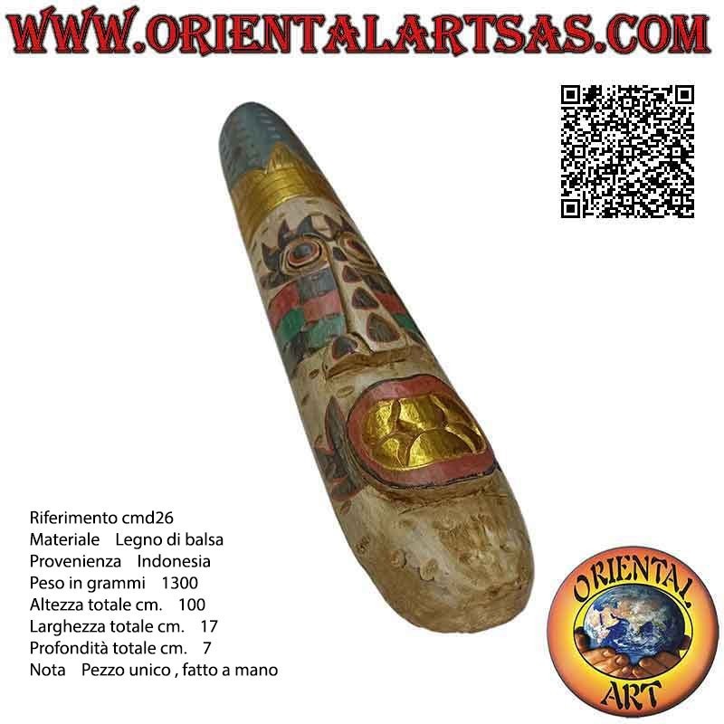 Máscara del demonio de la protección con inserciones doradas en madera de balsa, 100 x 17 cm