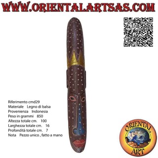 Mask of the demon of the protection with decoration of dots in balsa wood, 100 x 16 cm