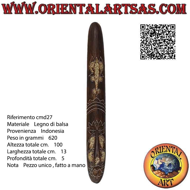 Mask of a native with clear decorations (elephant) in balsa wood, 100 x 13 cm