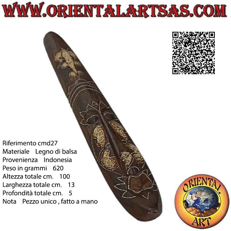 Máscara de un nativo con decoraciones claras (elefante) en madera de balsa, 100 x 13 cm