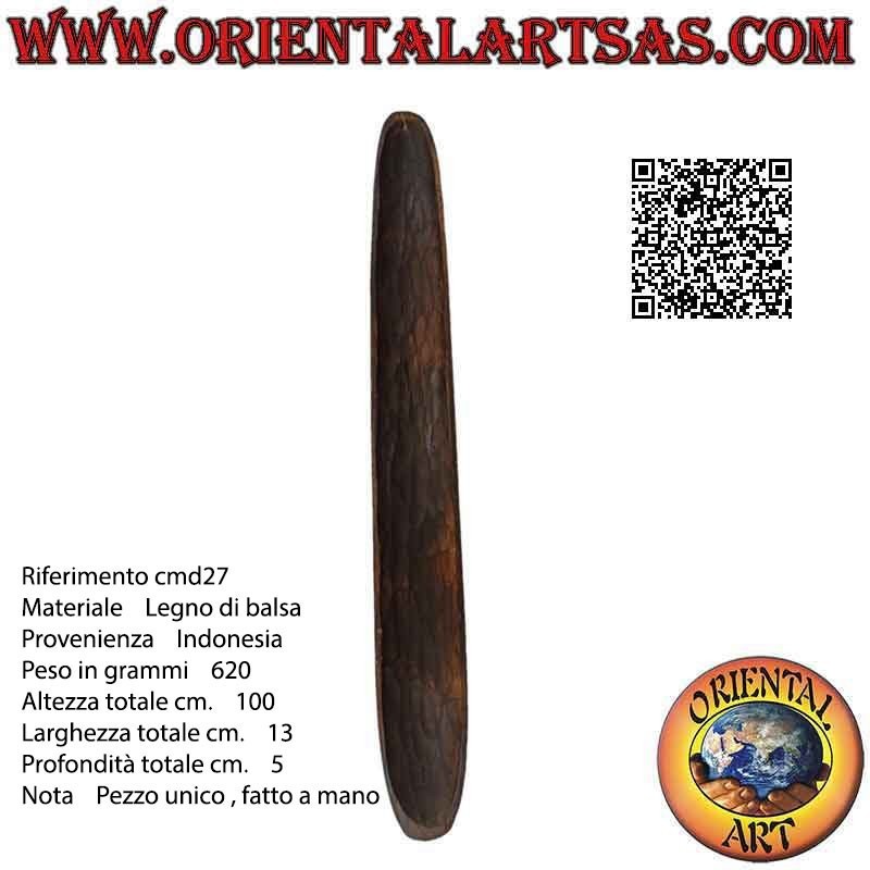 Mask of a native with clear decorations (elephant) in balsa wood, 100 x 13 cm