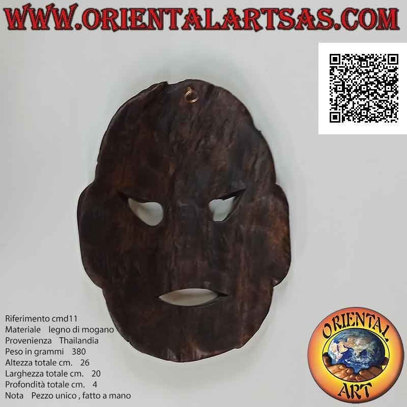 Maschera del maestro di arti marziali thailandese in legno di mogano, 26 x 20 cm