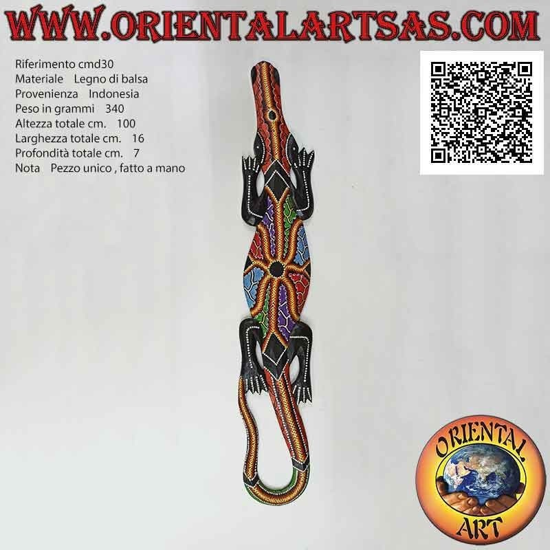 Krokodilmaske mit Mosaik-Dekor "Australian Aboriginal" aus Balsaholz, 100 x 18 cm