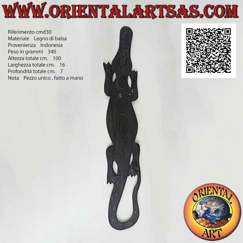 Krokodilmaske mit Mosaik-Dekor "Australian Aboriginal" aus Balsaholz, 100 x 18 cm