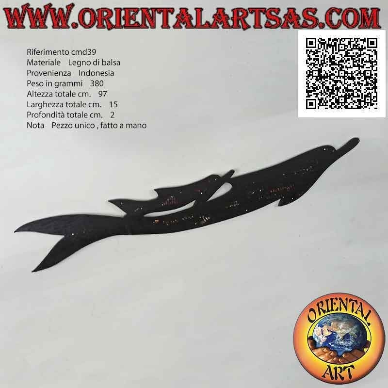 Máscara de pareja de delfines con adornos de mosaico "aborígenes australianos" en madera de balsa, 97 x 15 cm