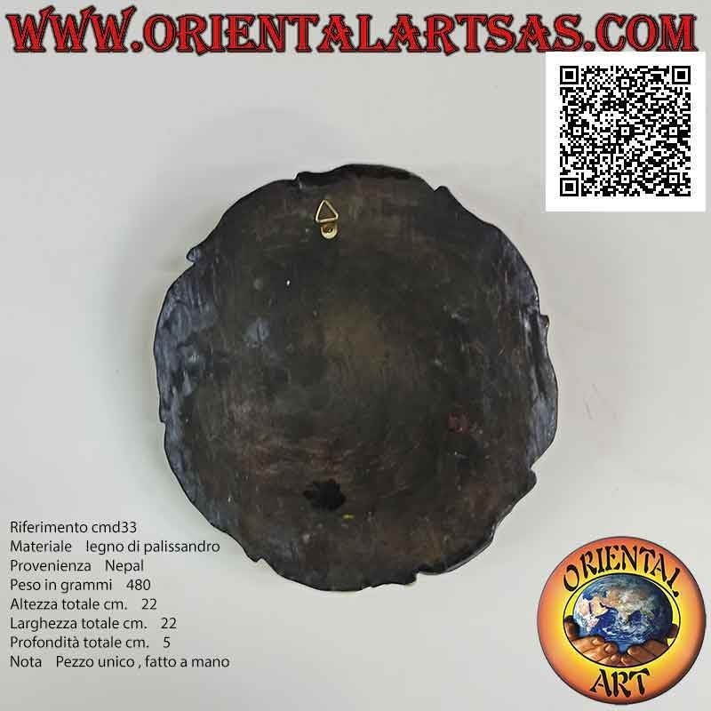 Antike Maske "Nepalesische Sonne" aus Palisander geschnitzt und handbemalt, 22 cm