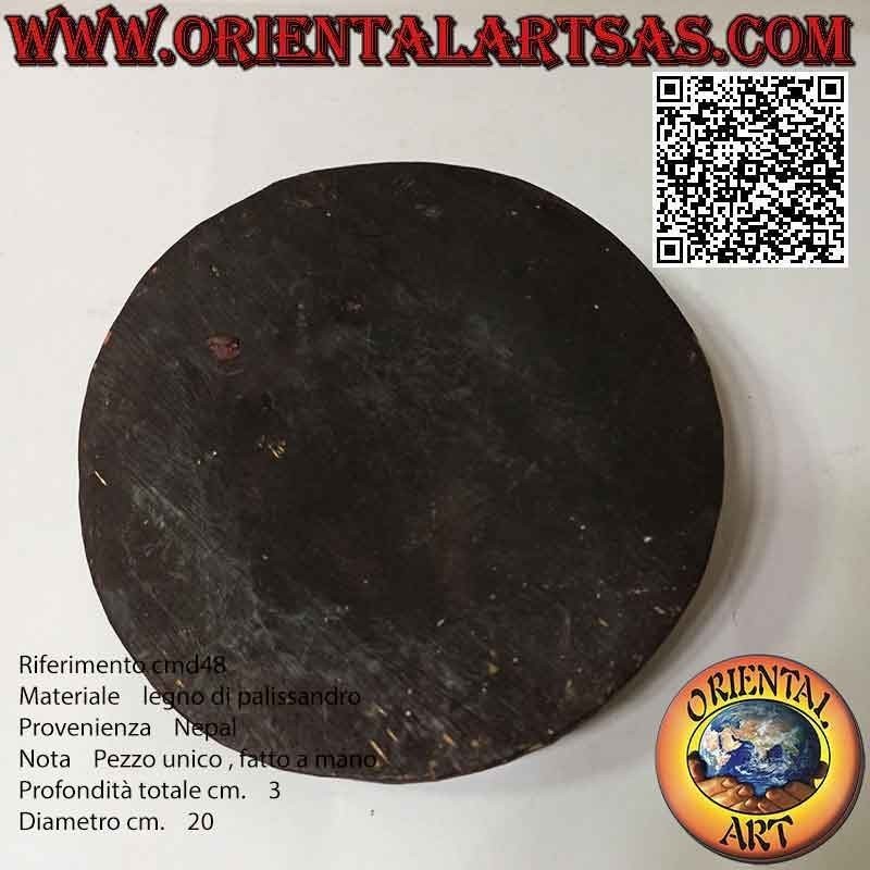 Antigua máscara redonda "Sol de Nepal" tallada y pintada a mano en palo de rosa, 20 cm