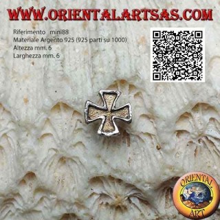 Mini silver earring, Templar cross concave inside