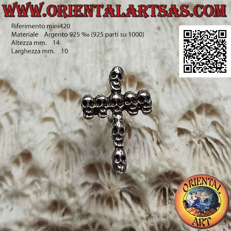 Mini silver earring, the cross of skulls