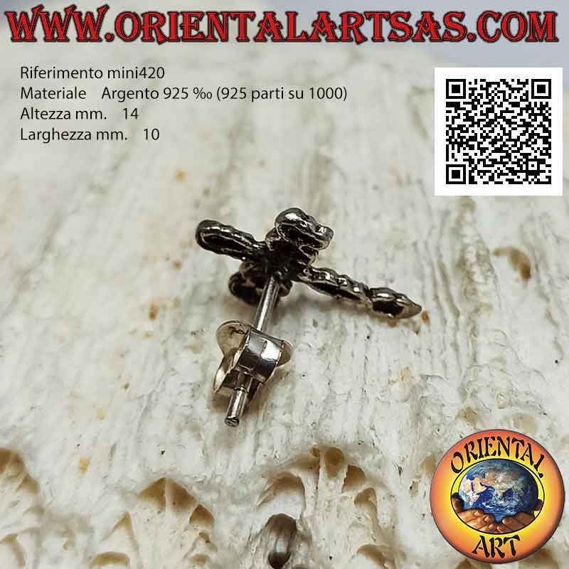 Pendiente de plata mini, la cruz de calaveras