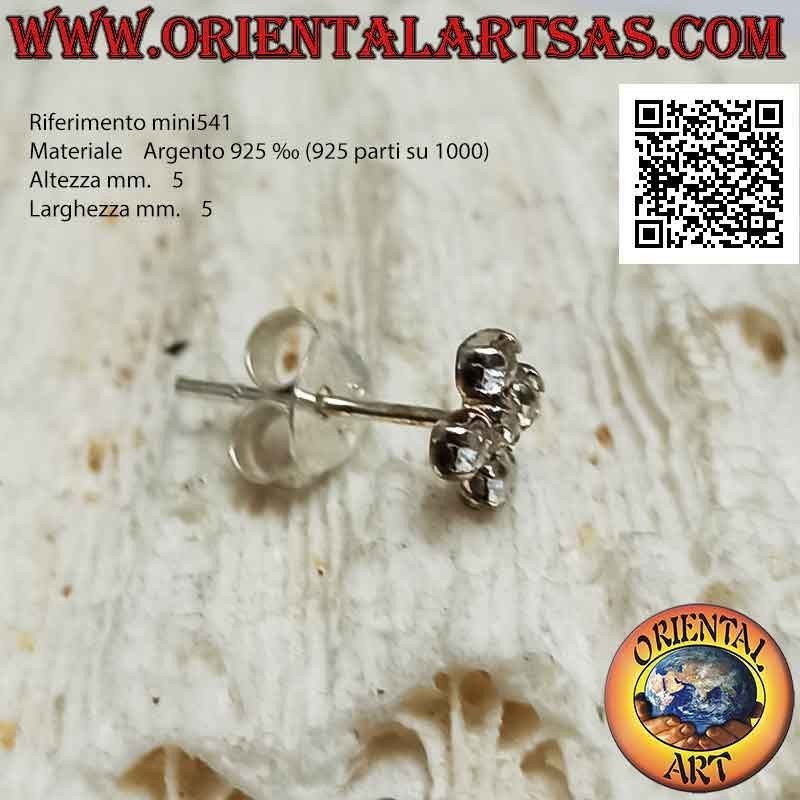 Silberner Mini-Ohrring, Set griechisches Kreuz aus weißen Zirkonen