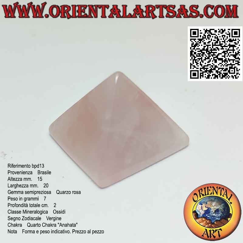 Pirámide de cuarzo rosa de 20 mm x 20 mm