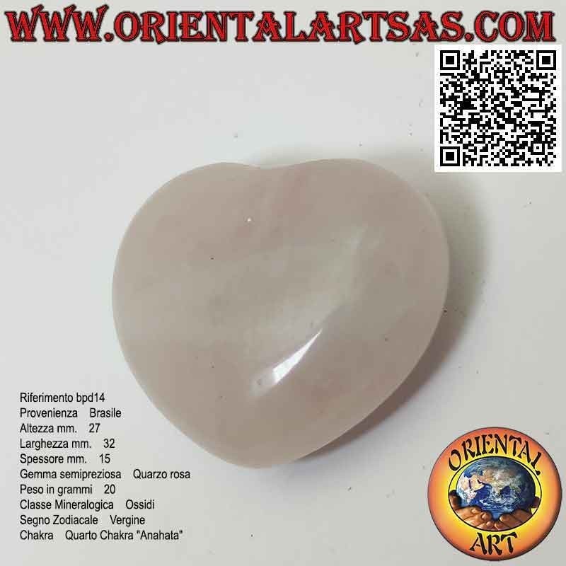 27 mm x 32 mm Rosenquarz-Herz